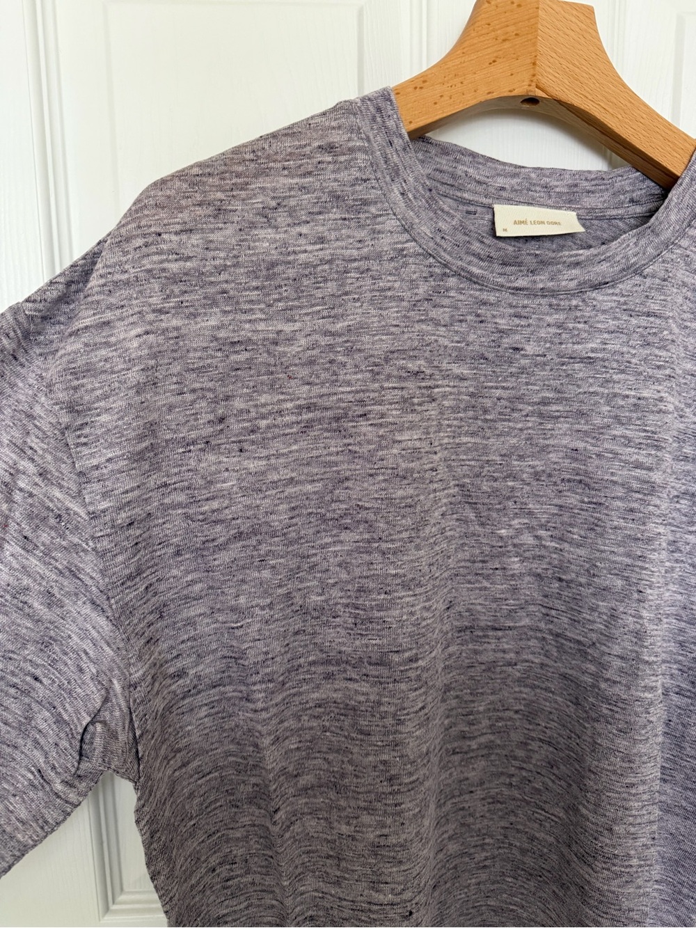 Aime Leon Dore Purple Crew Neck Linen Long Sleeves Tee Shirt - Size M - Picture 2 of 6